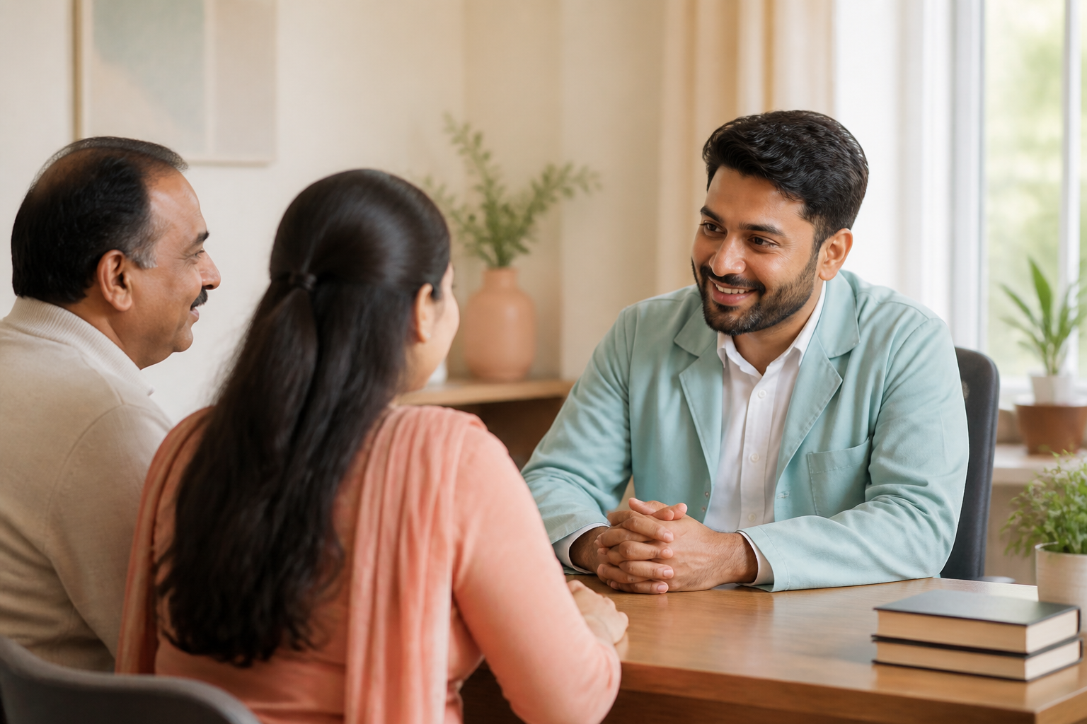 Doctor consulting a family